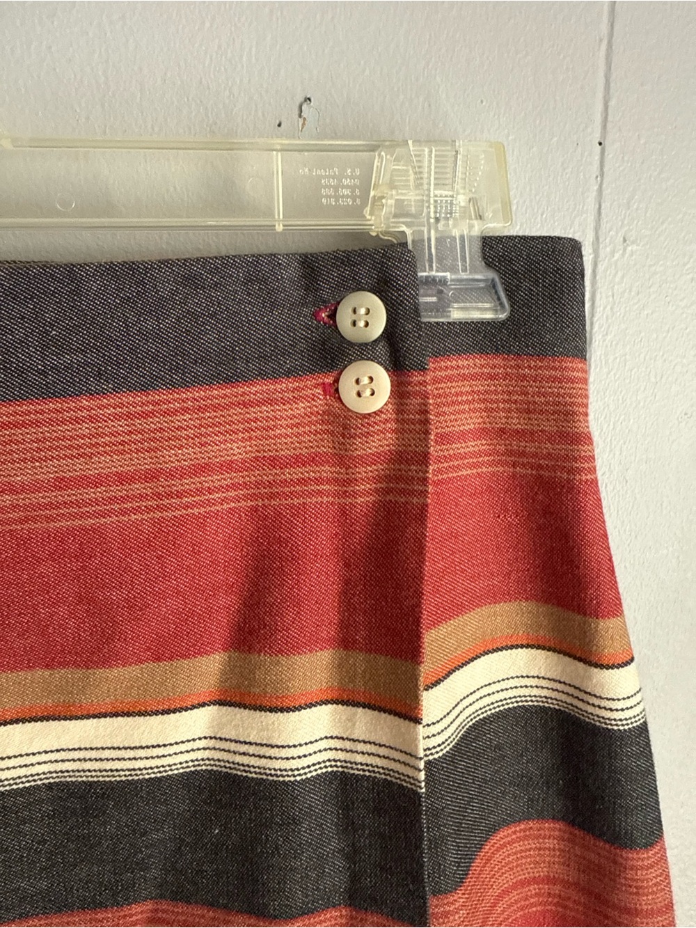 Cambridge Dry Goods Striped Wrap Midi Skirt in Red, Black, and Cream - Picture 3 of 6